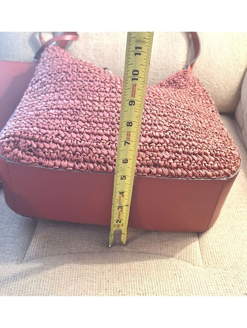 NWT Anne Klein Issa Red Straw Hobo Shoulder Bag w Wristlet & Tassle Key Ring